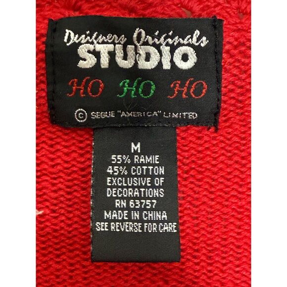Vintage Christmas Cardigan Sweater Designers Originals Studio Size Med-RUNS BIG - Picture 6 of 8